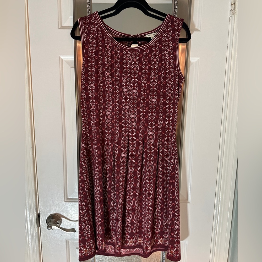 Mac Studio Red Printed Dress, Size Large